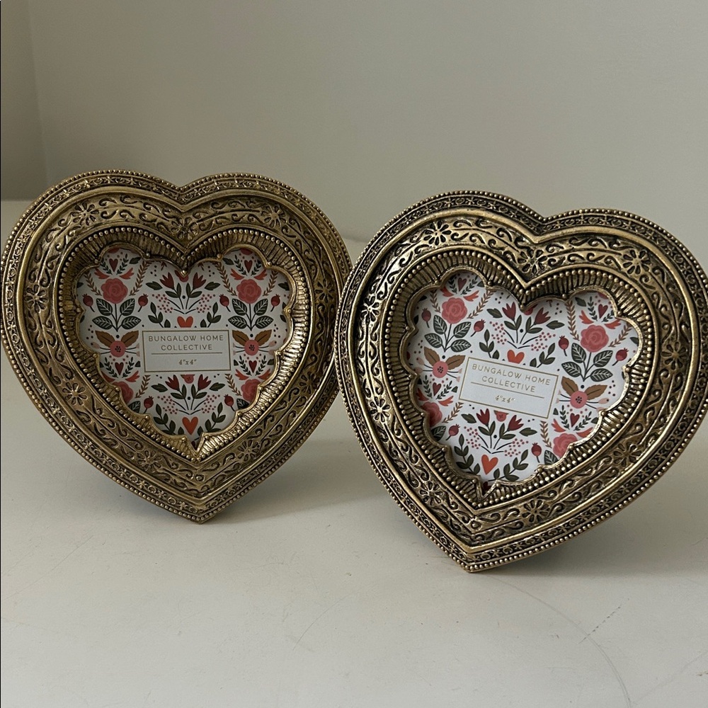Golden Heart Picture Frames - Set of 2